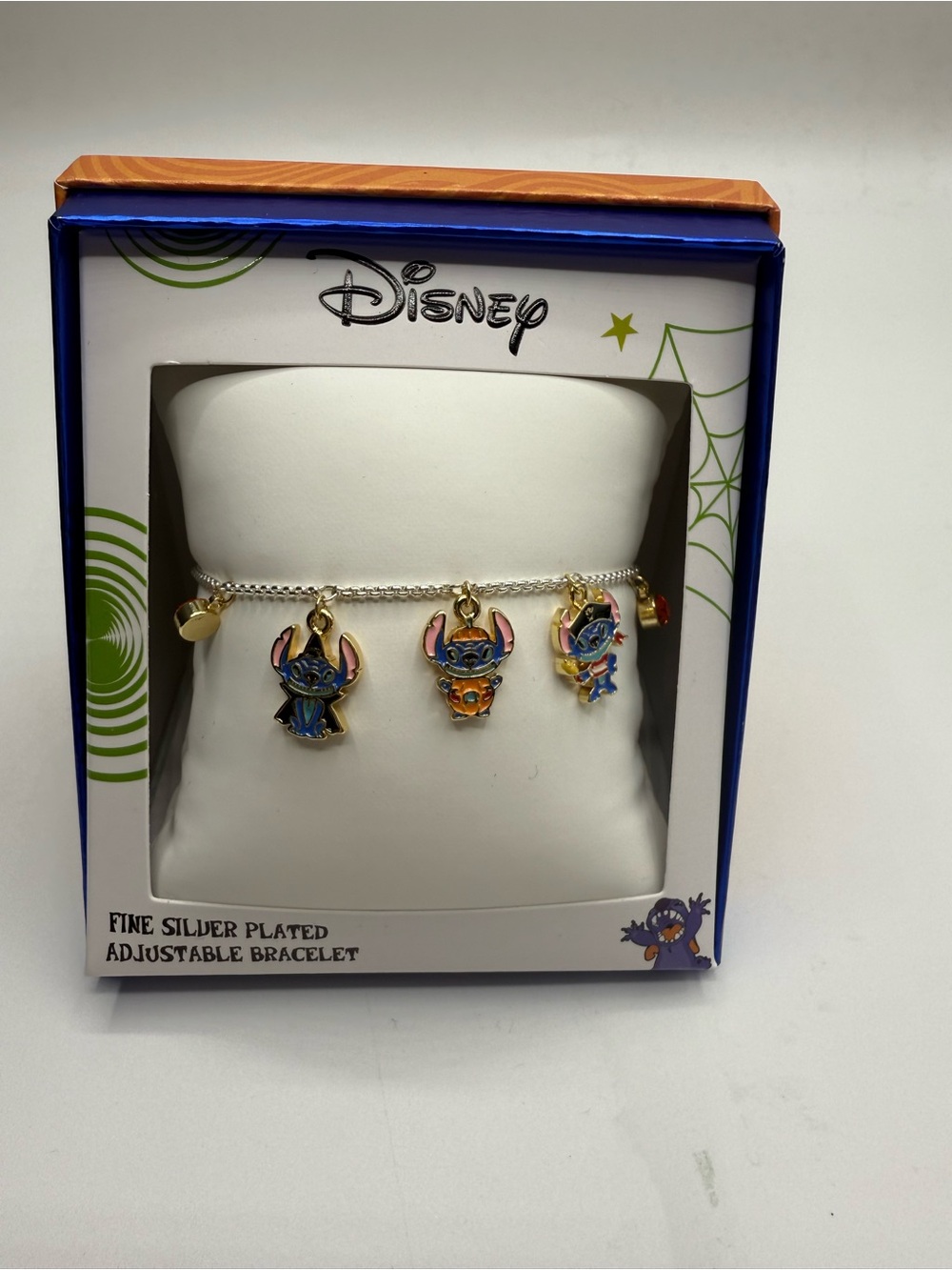 Disney Lilo and Stitch Silver Plated Adjustable Charm Bracelet NIB Halloween